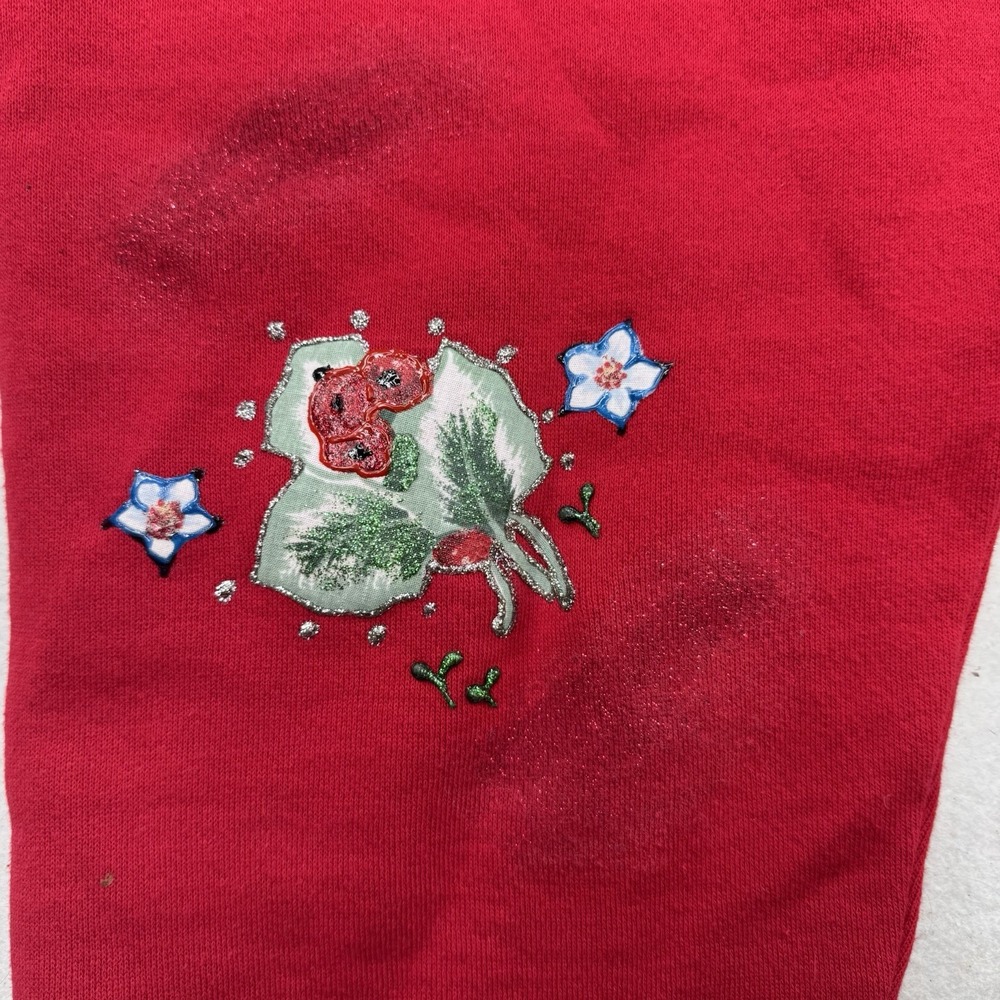 Vintage Y2K Lee Jogger Sweatpants Size Large Red Puffy Paint Art Made In USA - Picture 10 of 12